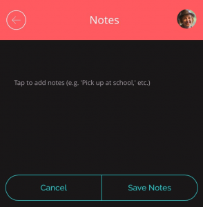 sitter app booking notes
